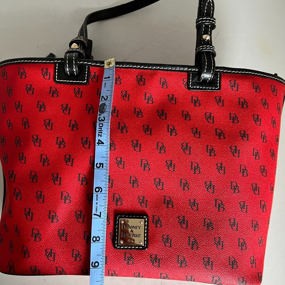 Dooney & Bourke Gretta Red Black Small Leisure Shopper Tote - Picture 14 of 15